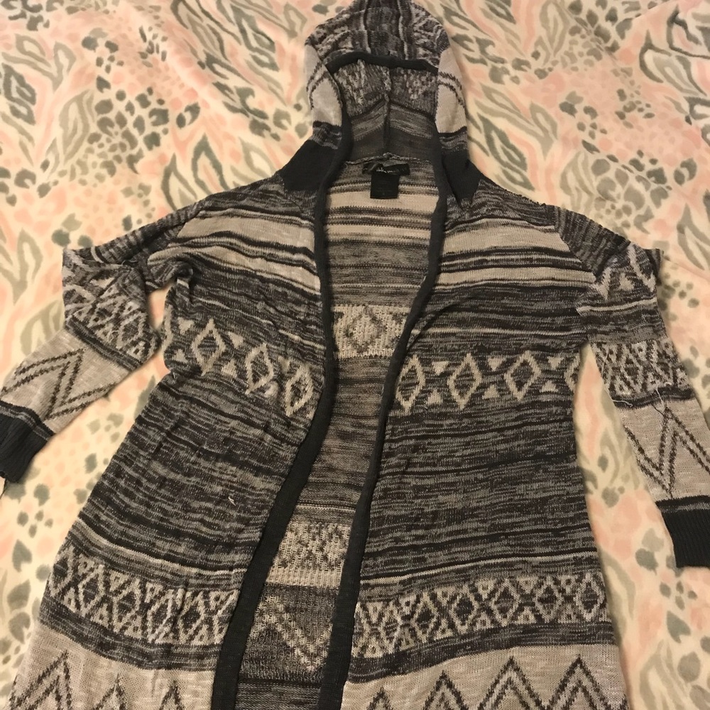 Floor length hooded knit Cardigan